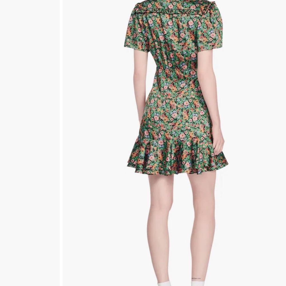 SALE NWT Sandro Paris floral asymmetrical ruffle dress - Picture 2 of 4